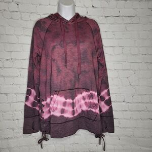 Women's Tie Dye Tie Up Sides Hoodie Medium